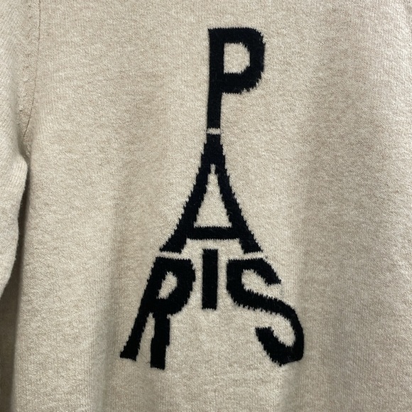 LOFT Cream and Black Eiffel Tower Paris Crew Neck Sweater Size M - Picture 2 of 8